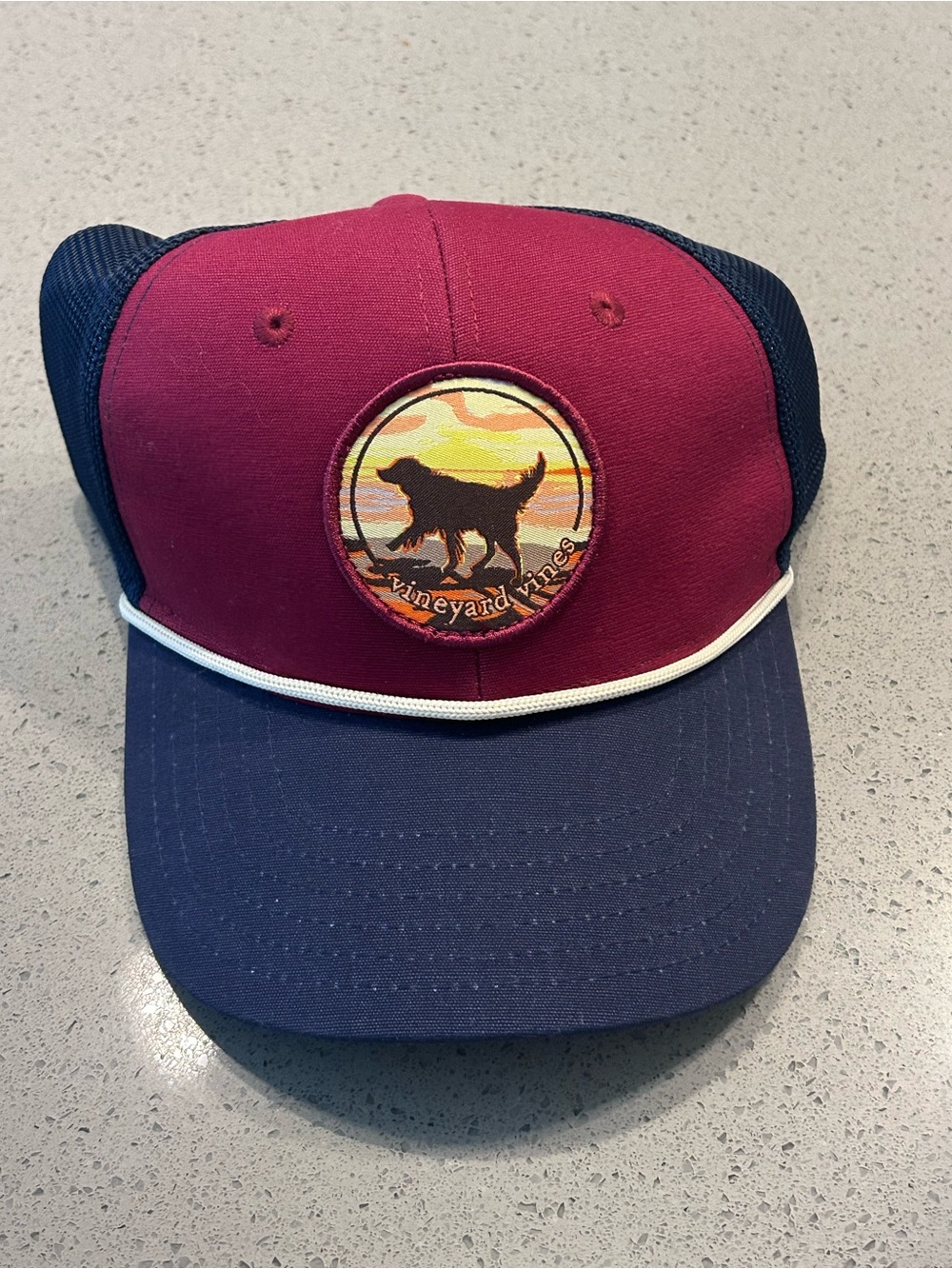 Vineyard Vines Maroon & Navy Dog Patch Trucker Hat